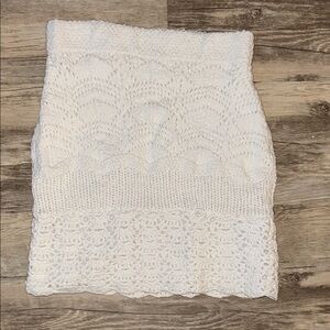 White Knit Mini Skirt